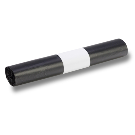 Abfallsack, mit PP-Band, HDPE, 35 l, 22 my, schwarz, Rolle à 25 Stück