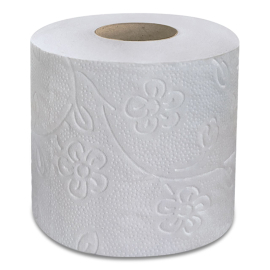 Toilettenpapier POLICART® Topa Comfort 3-300, 3-lagig, 34.5 m x 9.6 cm zu Toilettenpapierspender Doppel, Packung mit 8 Beutel à 8 Rollen